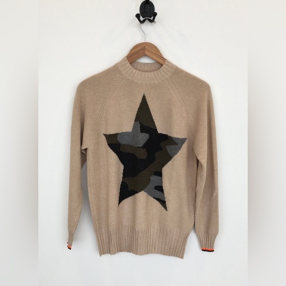 Brodie Cashmere Sweaters - WISPR by Brodie Cashmere Cotton Camo Star Sweater Size XS